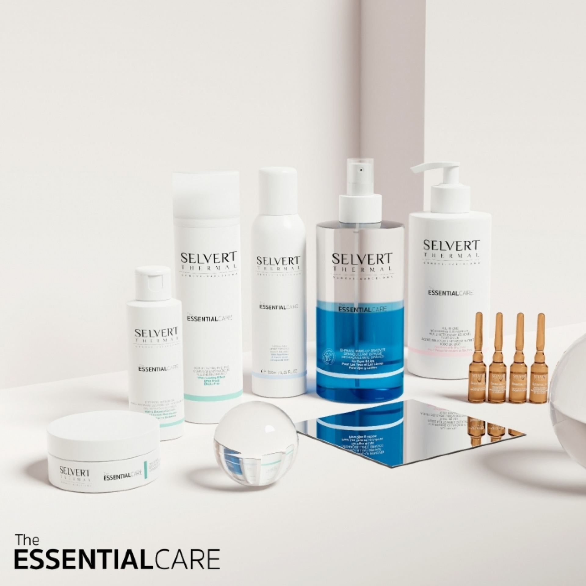 <p>At Selvert Thermal we believe that everyone's skin is unique and has its own needs. To this end, we have created The Essential Care, an<br />essential care line that focuses on balancing the skin, bringing harmony and wellness to it.</p>
<p><br />Based on High Technology Marine, we have selected Gulf Stream Sea Water as an extraordinary active ingredient present in the entire line,<br />composed of a concentrate of mineral salts and trace elements from the strongest marine currents on the planet.</p>
<p><br />We have also adopted the "Well-Ageing" philosophy inspired by one of the world's longest-living blue zones, Okinawa Island, Japan, thanks to<br />Celebr'age&trade;, a coveted active ingredient extracted from the Porcelain Lily.</p>
<p><br />A complete and essential line for your Beauty Salon that provides an exclusive and unique solution for every client.</p>